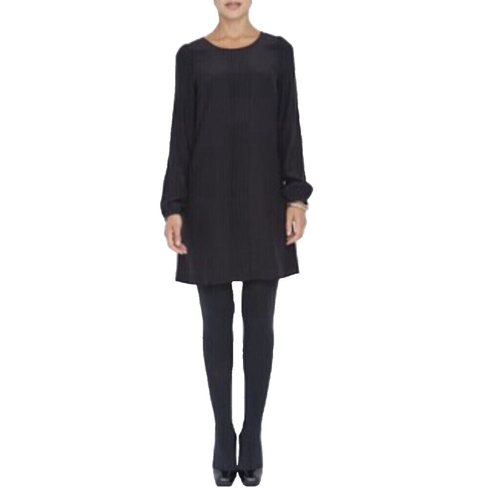 Henrietta Pertuz Black Shift Dress 100% Silk Small Womens Classic Minimal Mature